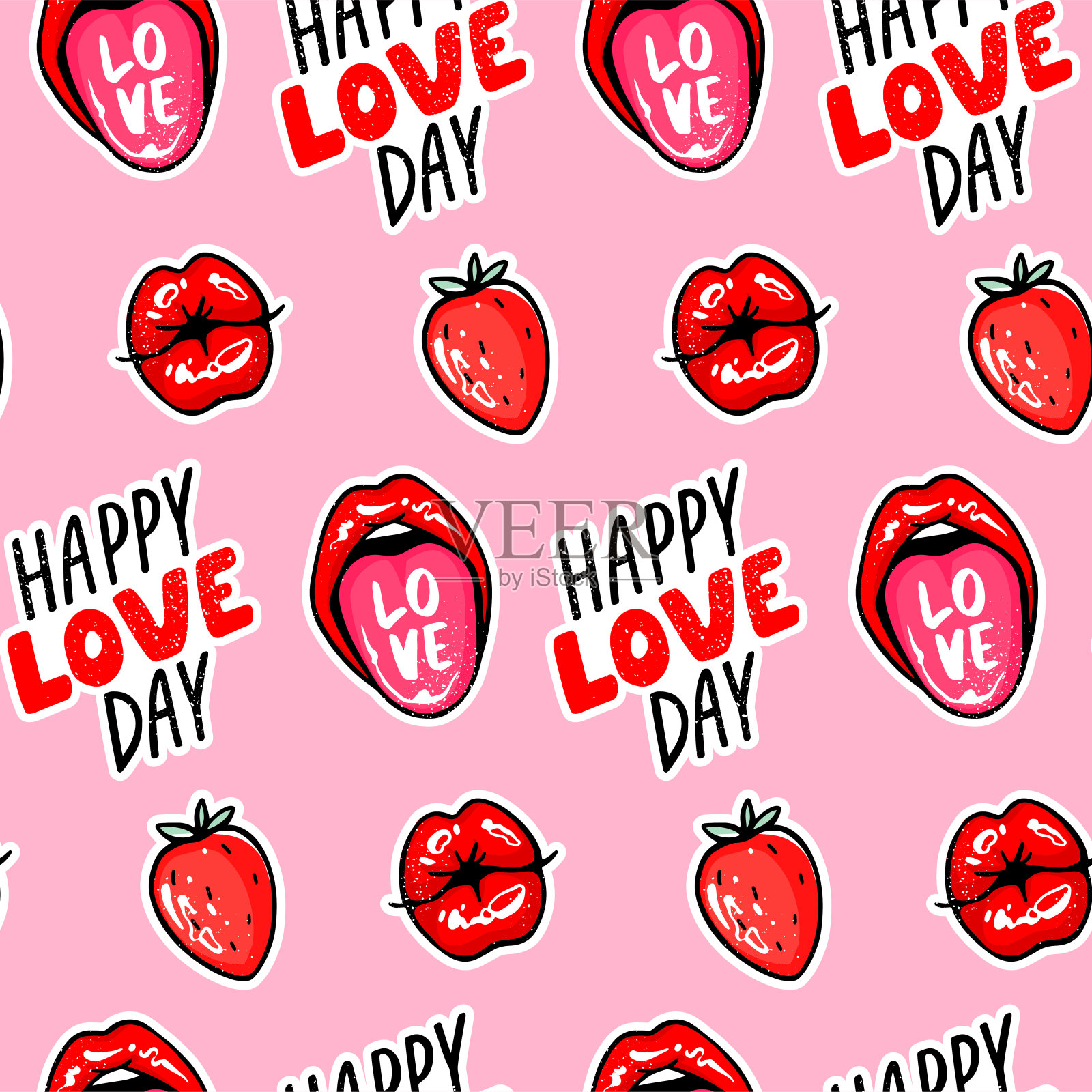 草莓之吻愛情貼紙藝術插畫 向量, 調情, 貼紙, 卡通片向量圖案素材免費下載，PNG，EPS和AI素材下載 - Pngtree