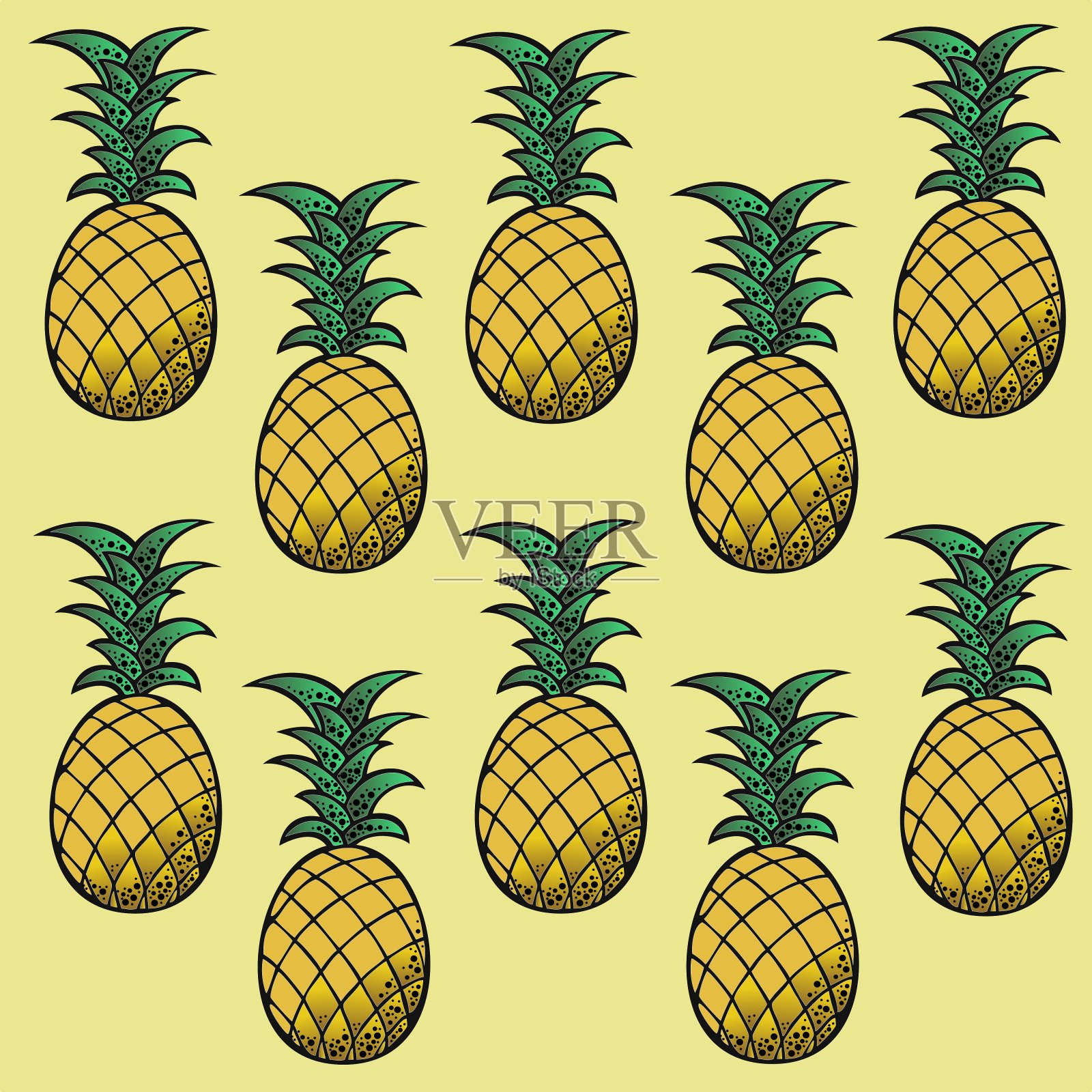 背景:菠萝水果插画图片素材
