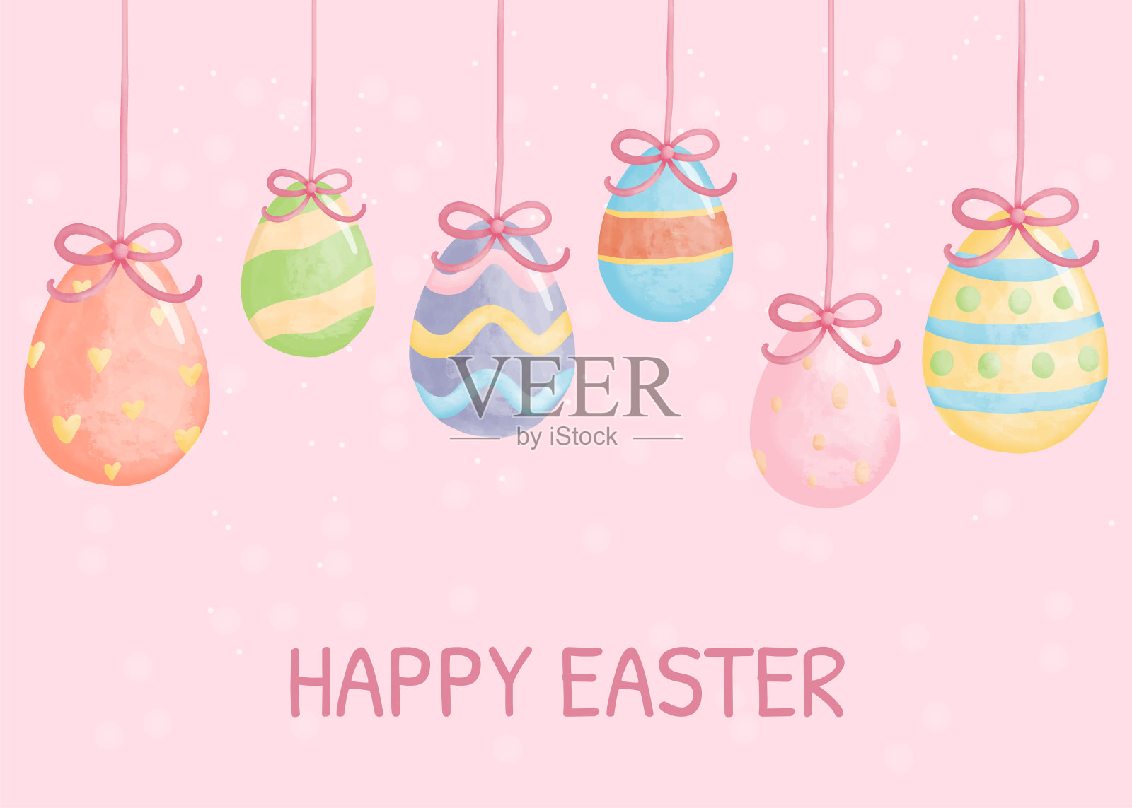 带着复活节彩蛋的复活节快乐插画图片素材