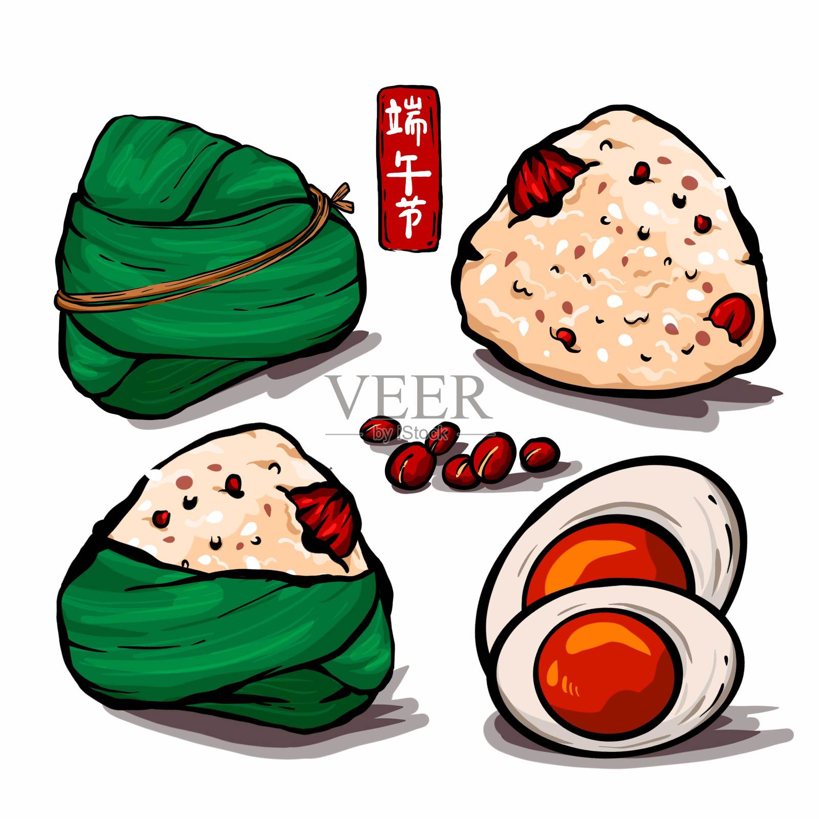 原创端午红枣粽子鸭蛋设计元素图片