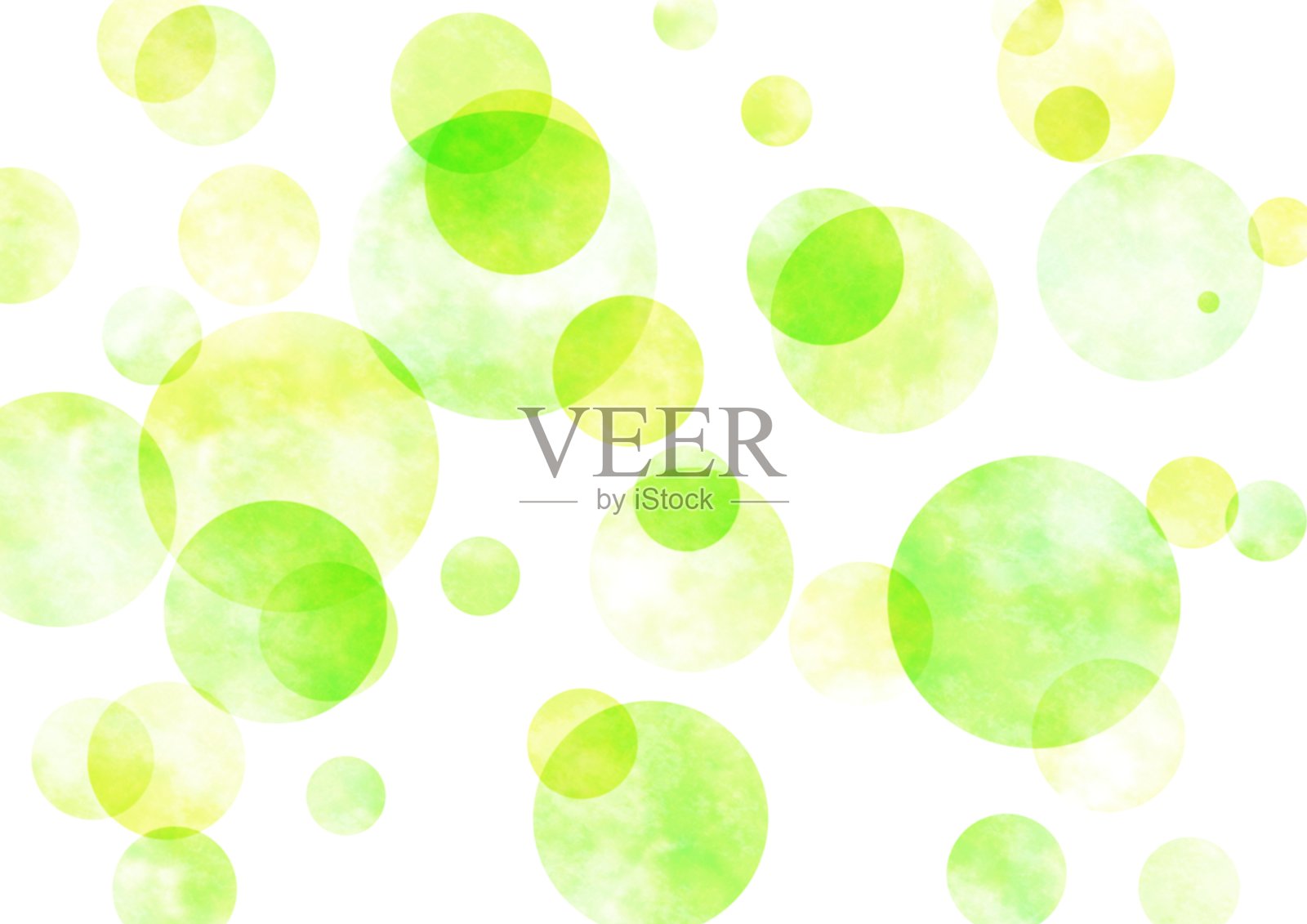 水彩风格的插图与重叠的绿色圆圈插画图片素材