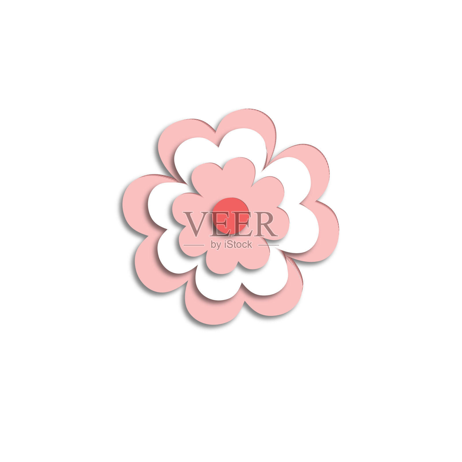 3 d粉红色花。用它来做卡片、请帖或明信片。插画图片素材