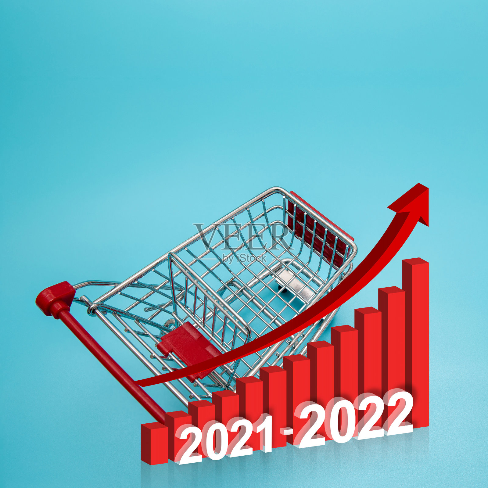 2021-2022年购物车增长图照片摄影图片