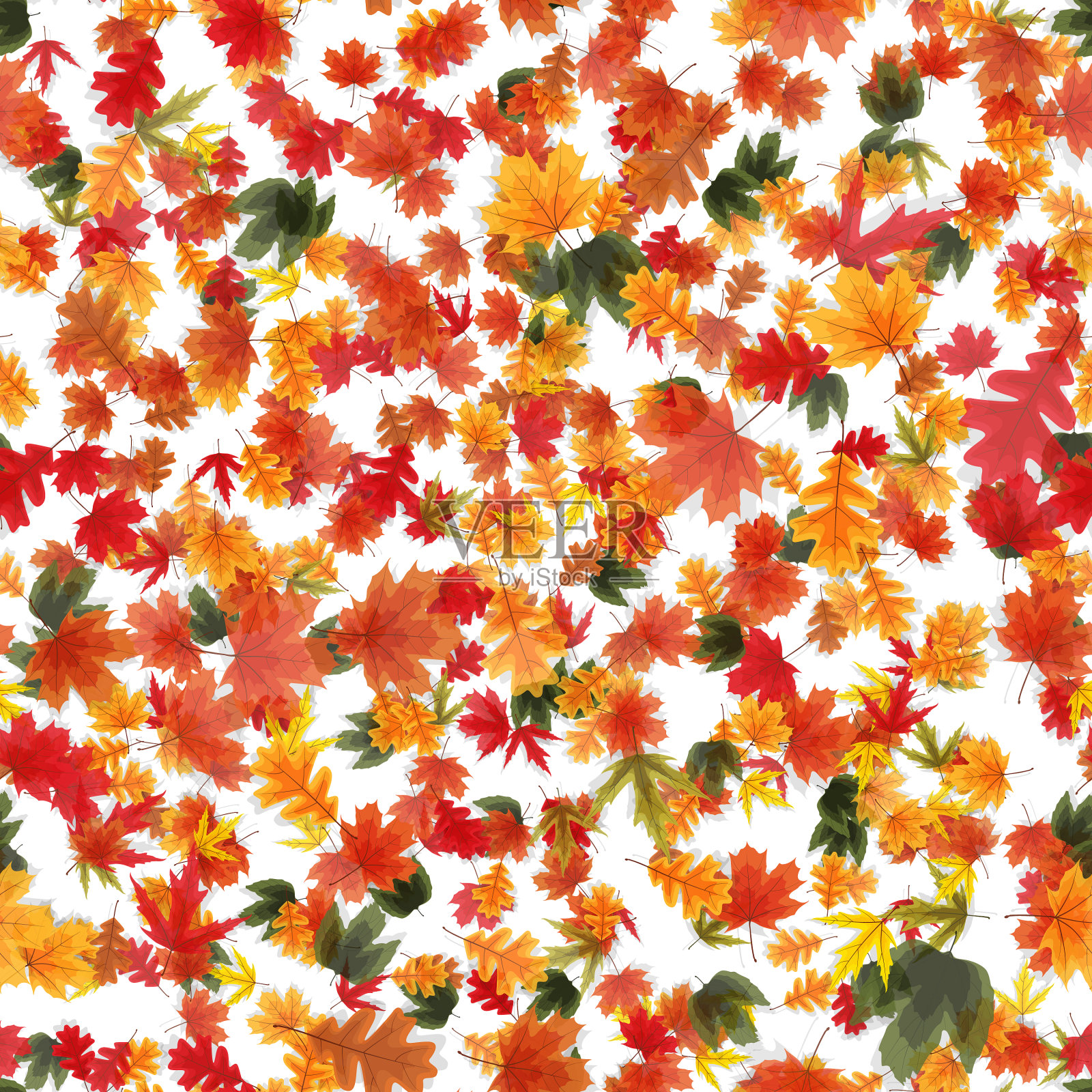 秋天的落叶无缝图案背景设计模板素材
