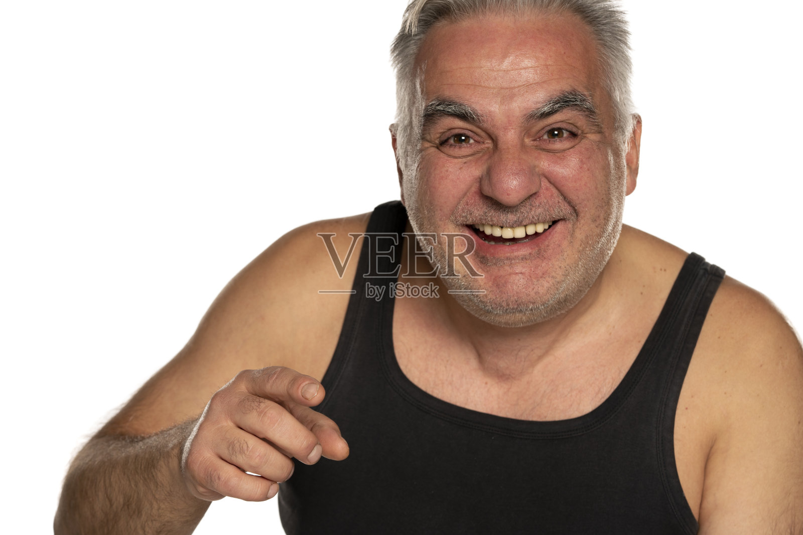 快乐的不刮胡子的中年男人照片摄影图片