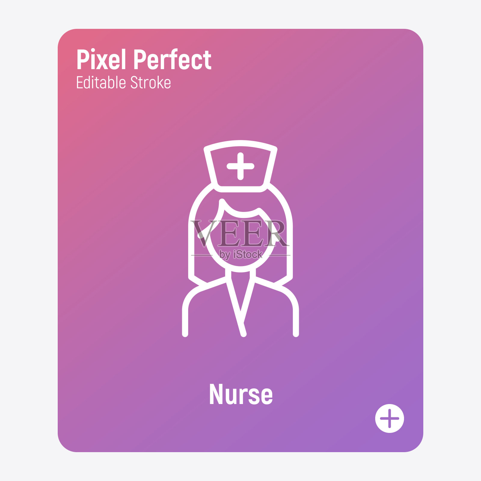 护士细线图标。卫生保健工作者。可编辑的笔触，像素完美。矢量插图。插画图片素材