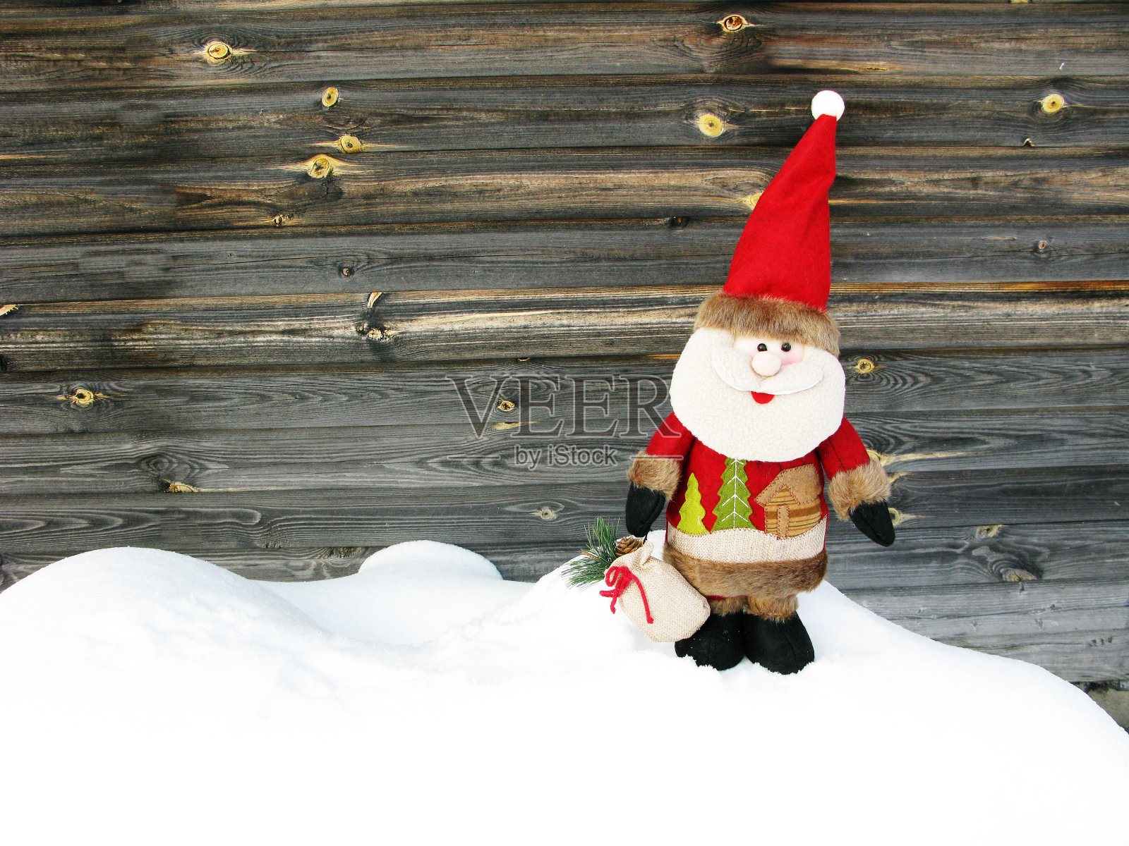 圣诞老人圣诞贺卡与雪的背景照片摄影图片