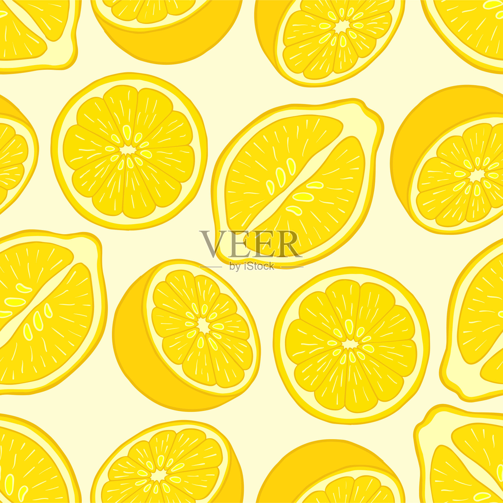 无缝模式的柠檬片。插画图片素材