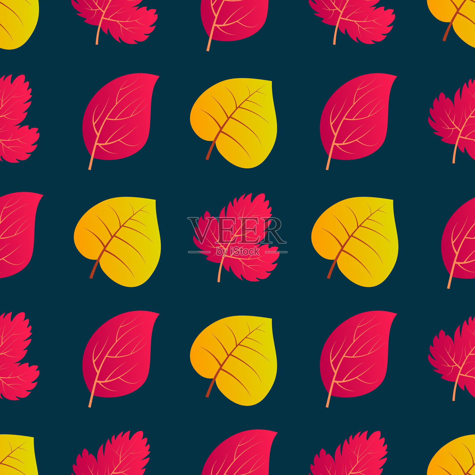 秋天无缝的背景与五颜六色的树叶背景图片素材