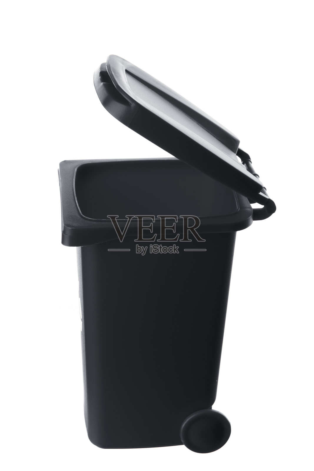 塑料黑色垃圾桶孤立在白色背景照片摄影图片