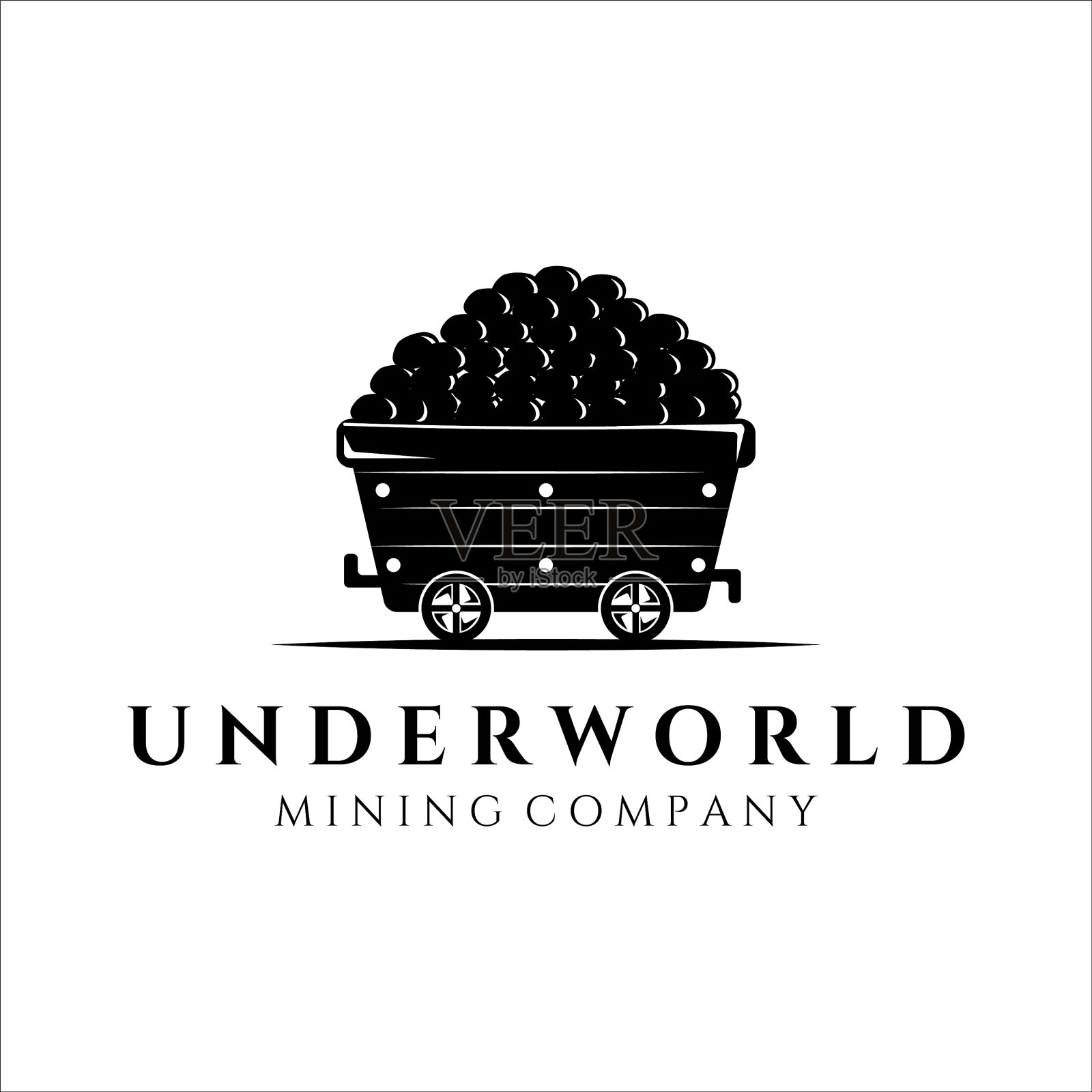 矿车logo复古模板设计矿车插画图片素材