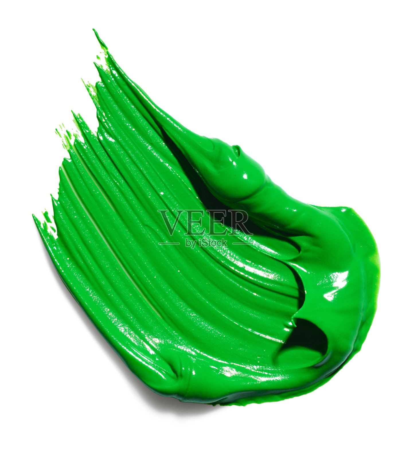 绿色油漆笔触在白色孤立的背景照片摄影图片