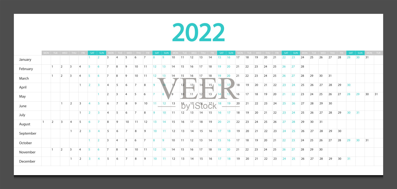 日历2022周周一开始企业设计规划师模板。设计模板素材