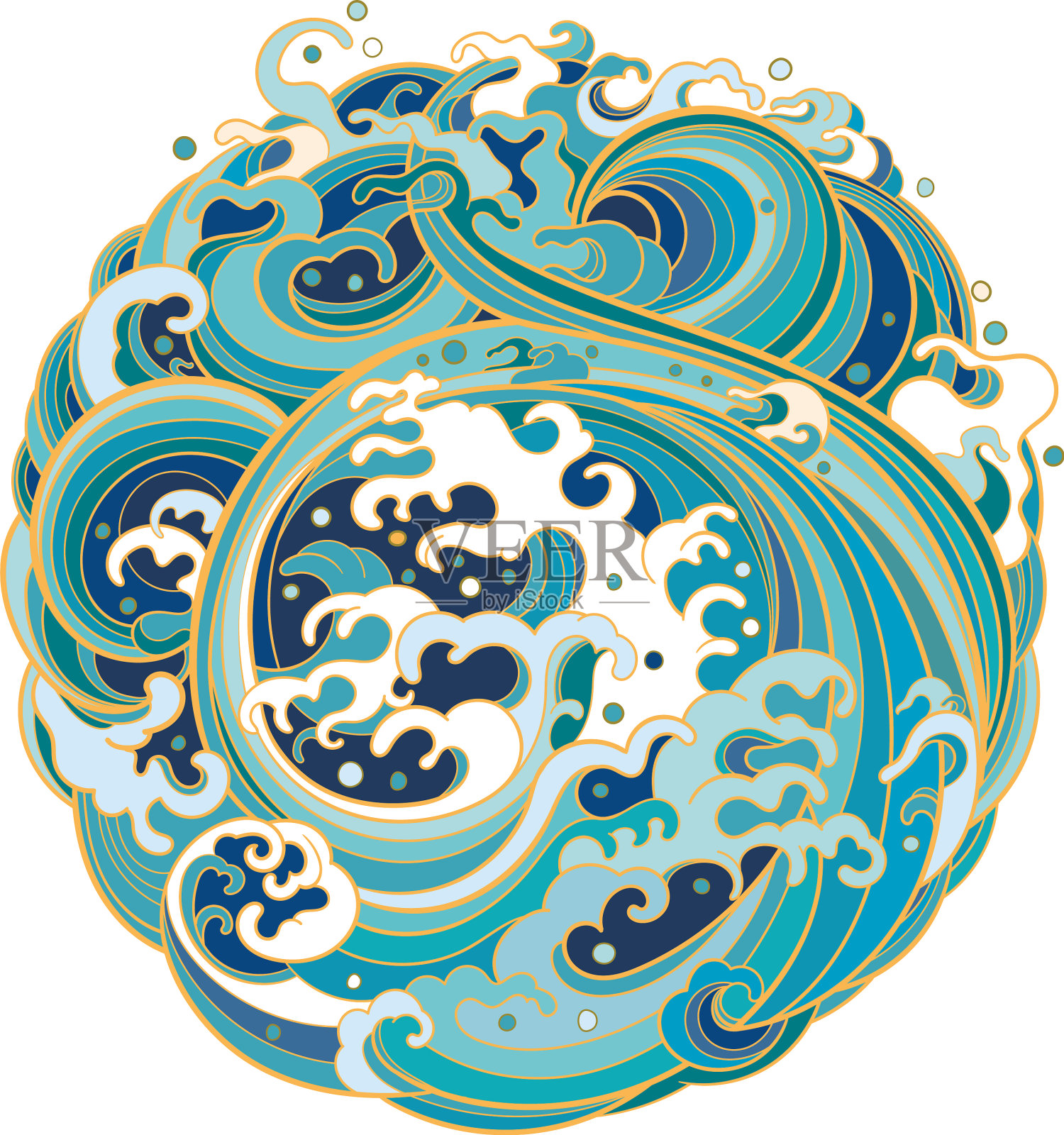 传统的东方海浪的形式设计元素图片