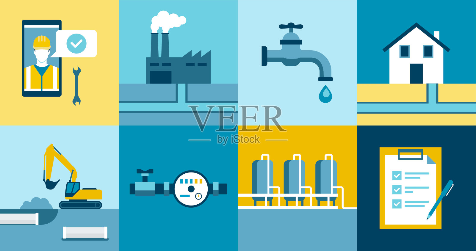 供水和卫生服务插画图片素材