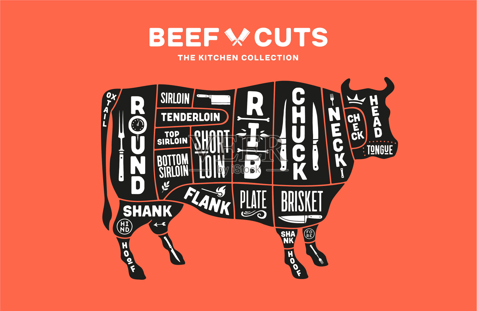 牛肉计划图表猪肉屠夫插画图片素材