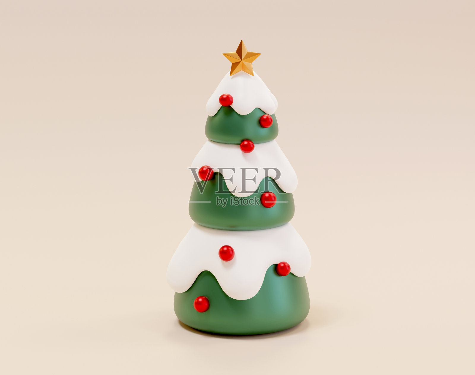 带有装饰的圣诞树三维元素插画图片素材