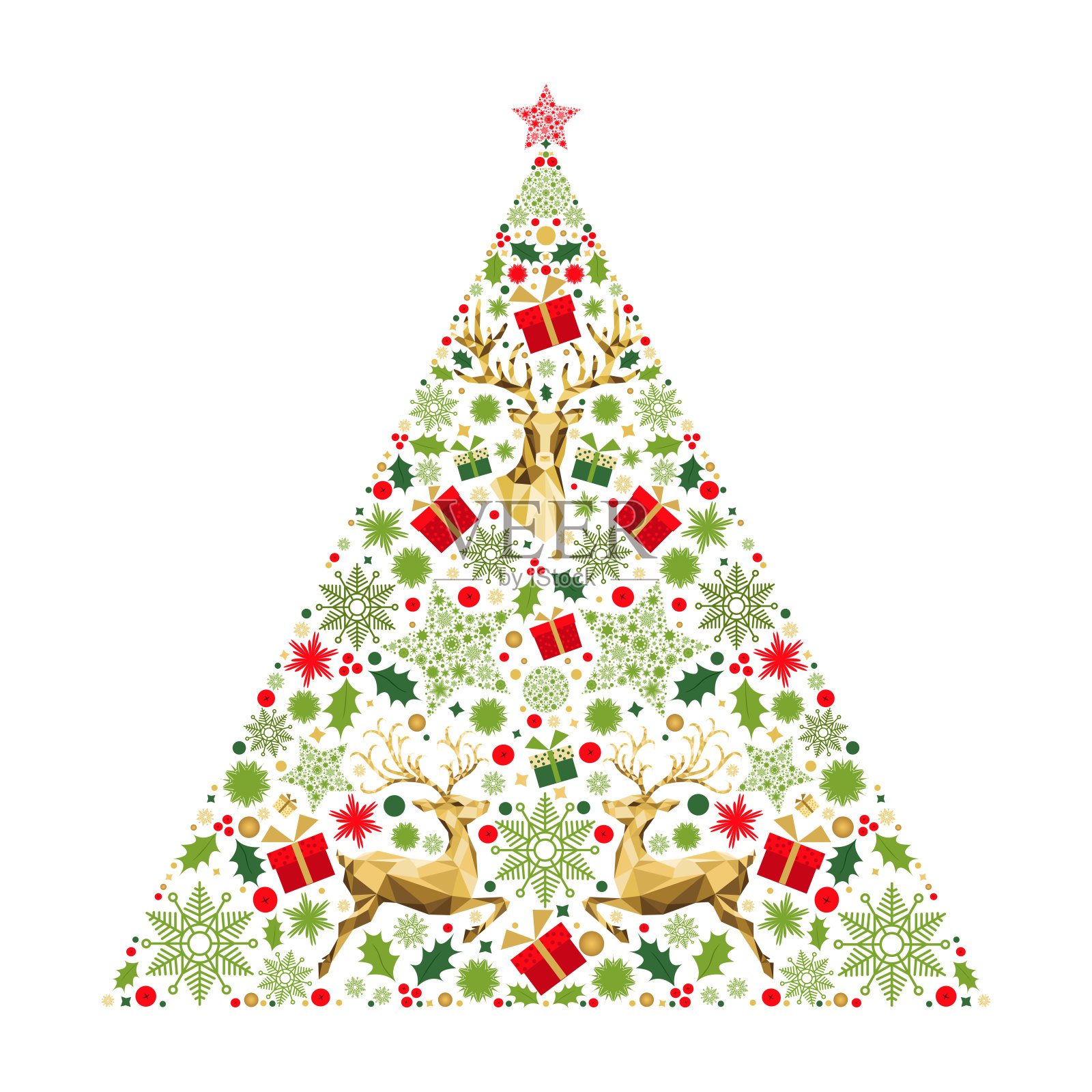五彩缤纷的圣诞树。插画图片素材
