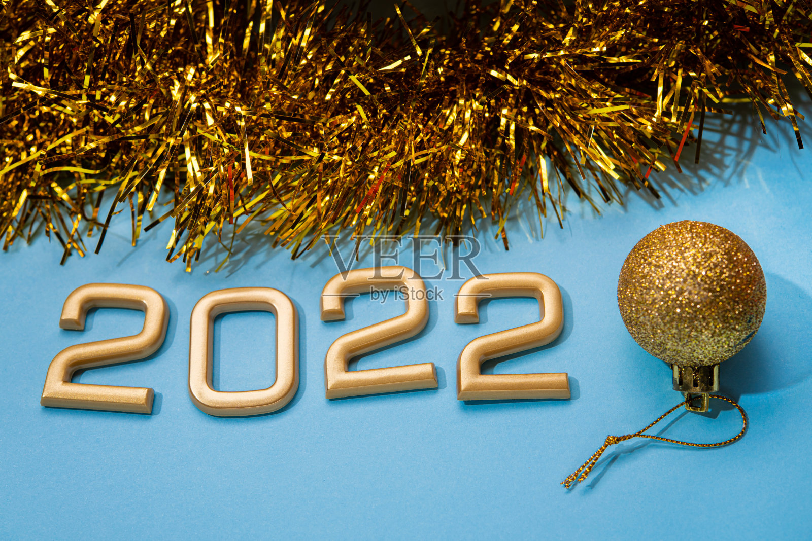 新年快乐，2022黄金数字照片摄影图片