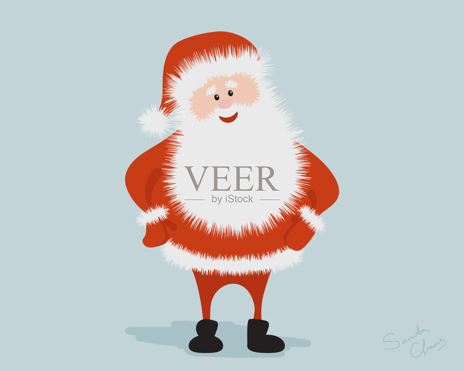长着软胡子的卡通圣诞老人。圣诞节矢量插图。插画图片素材