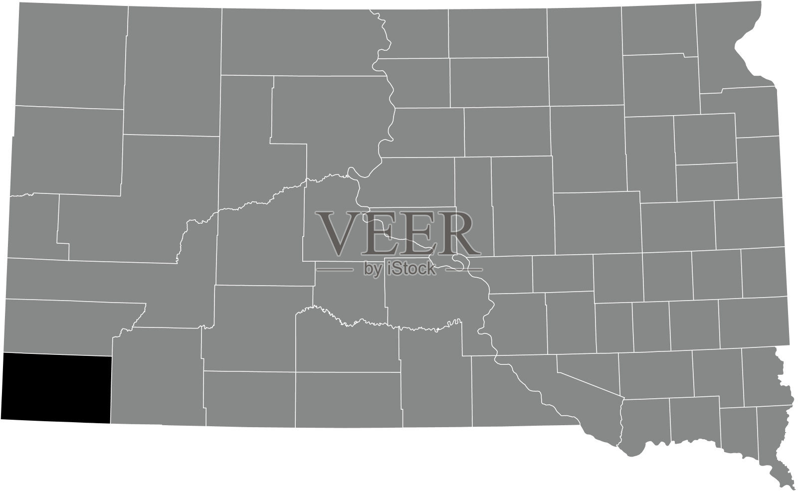 美国南达科他州的福尔河县的位置地图插画图片素材