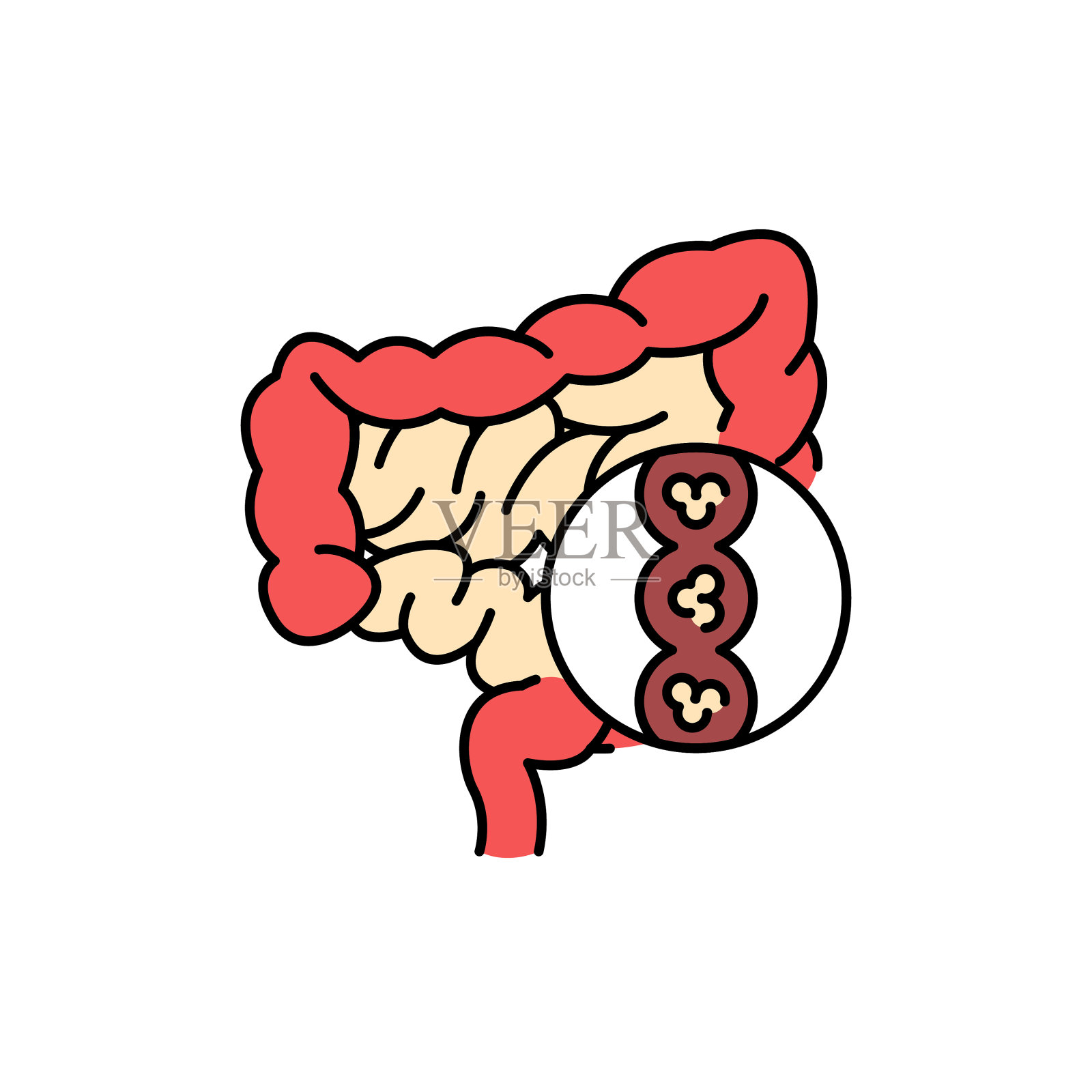 肠子肠子卡通人物身体器官健康插画图片素材_ID:428431622-Veer图库
