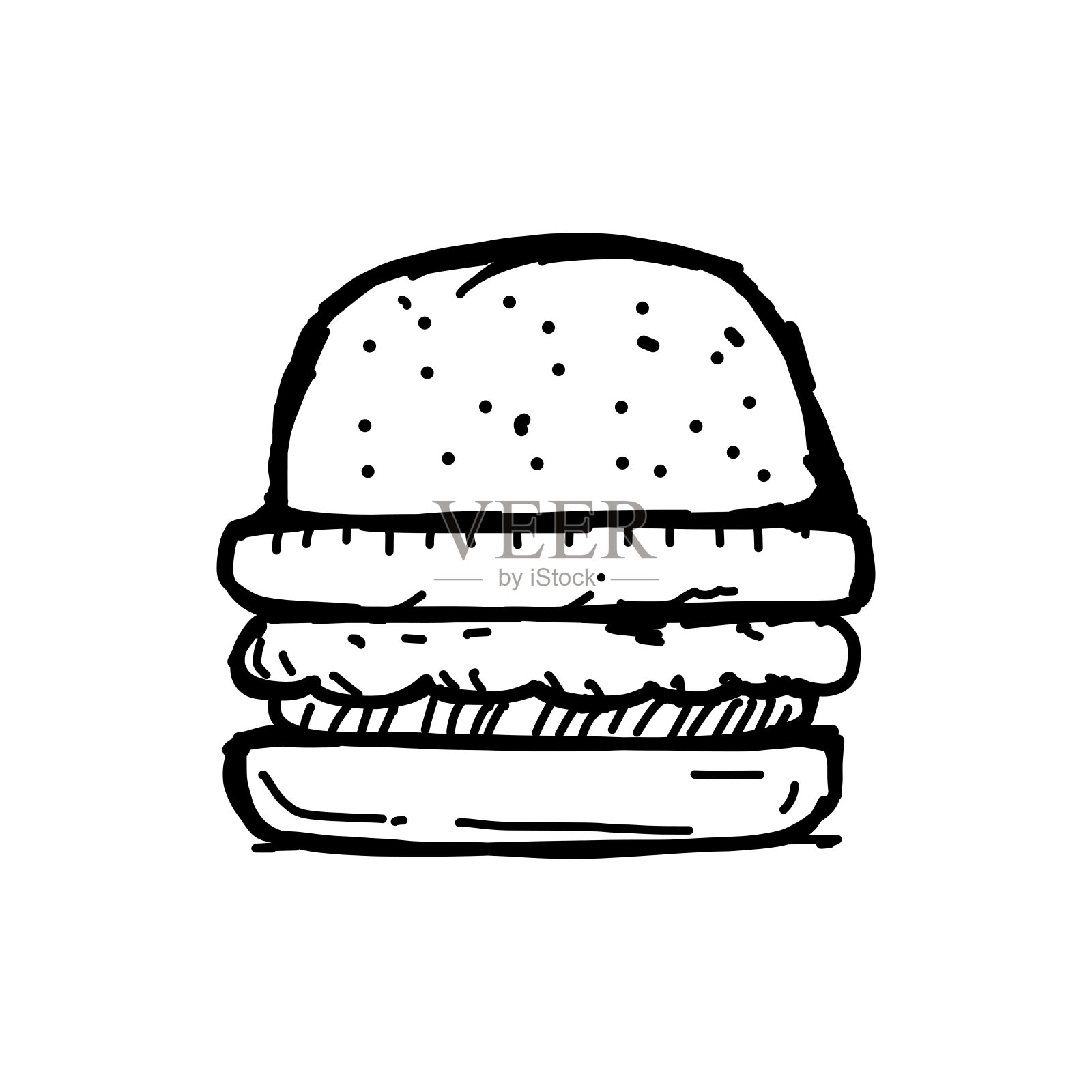 汉堡包简笔画 汉堡包的简笔画_简笔画-绘画者图库