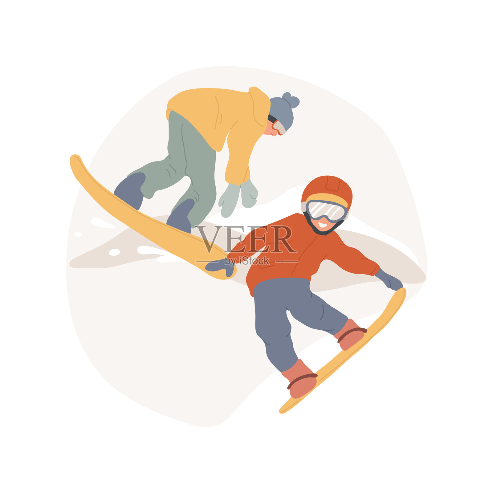 滑雪板技巧抽象概念插画图片素材