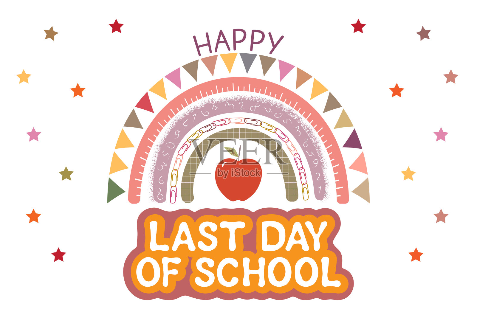 快乐的最后一天学校欢迎横幅上白色。插画图片素材_ID:417756222-Veer图库