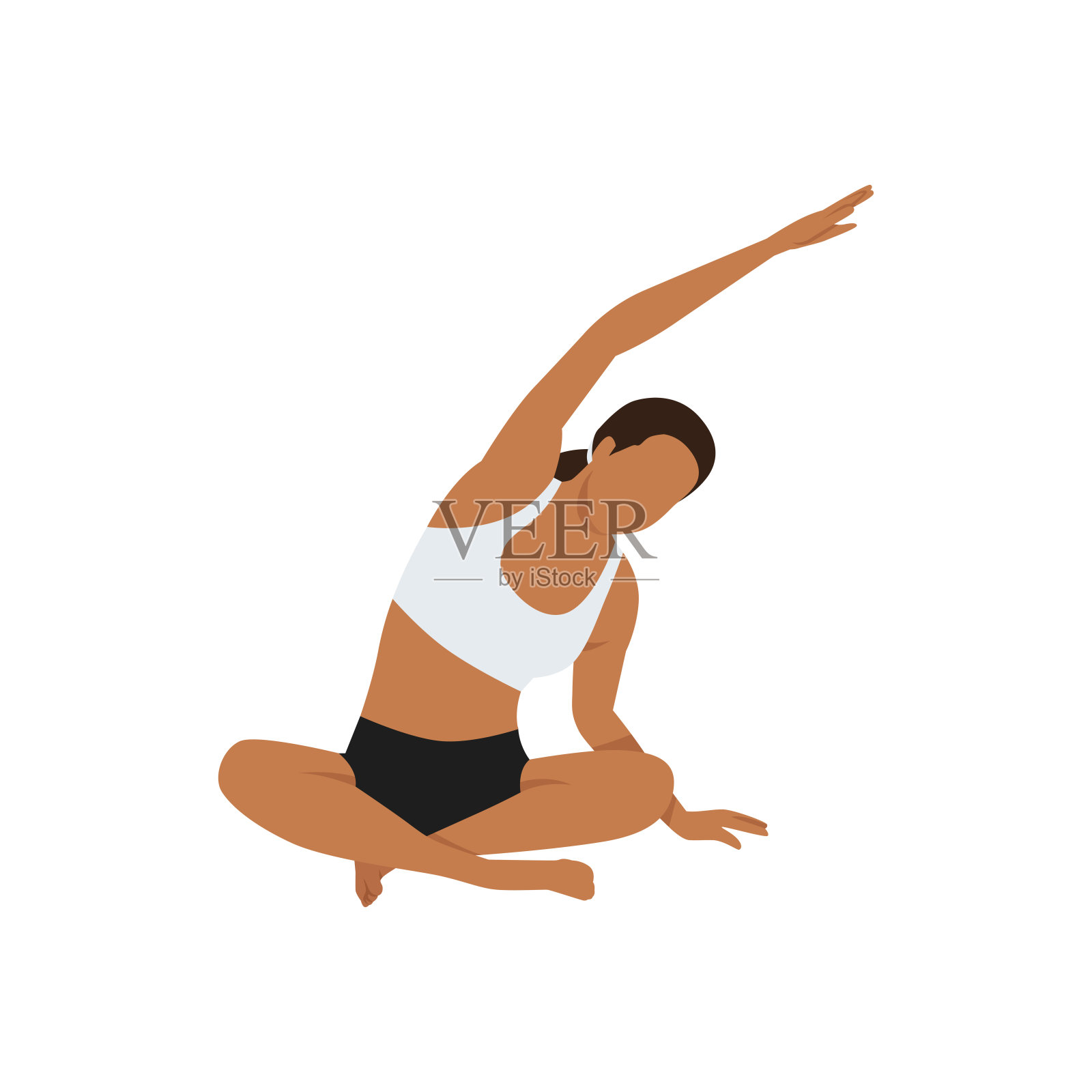 美女坐姿侧伸展瑜珈姿势照片摄影图片_ID:421329600-Veer图库