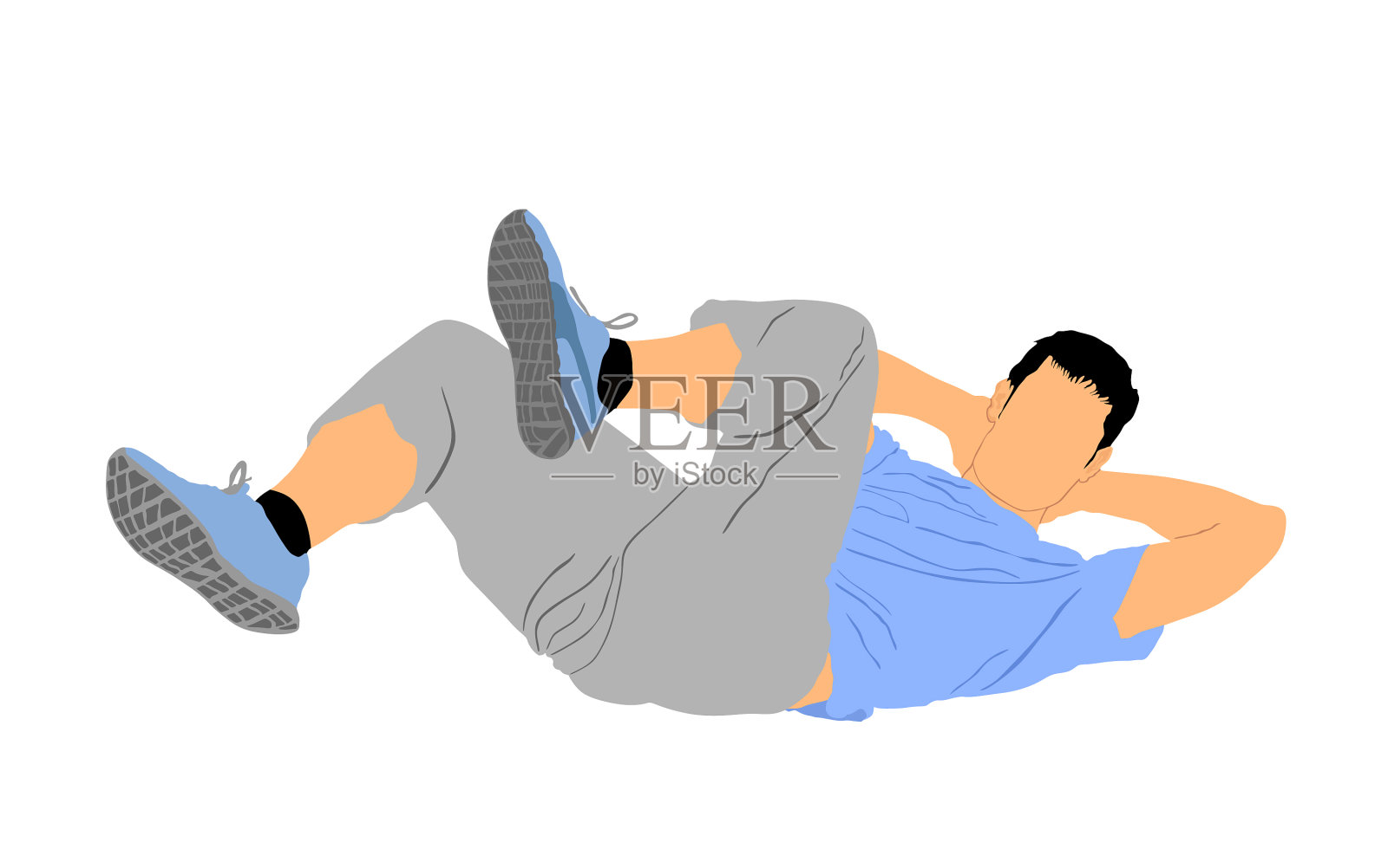 一个男人锻炼的插图(俯卧撑，仰卧起坐)插画图片素材_ID:387738928-Veer图库