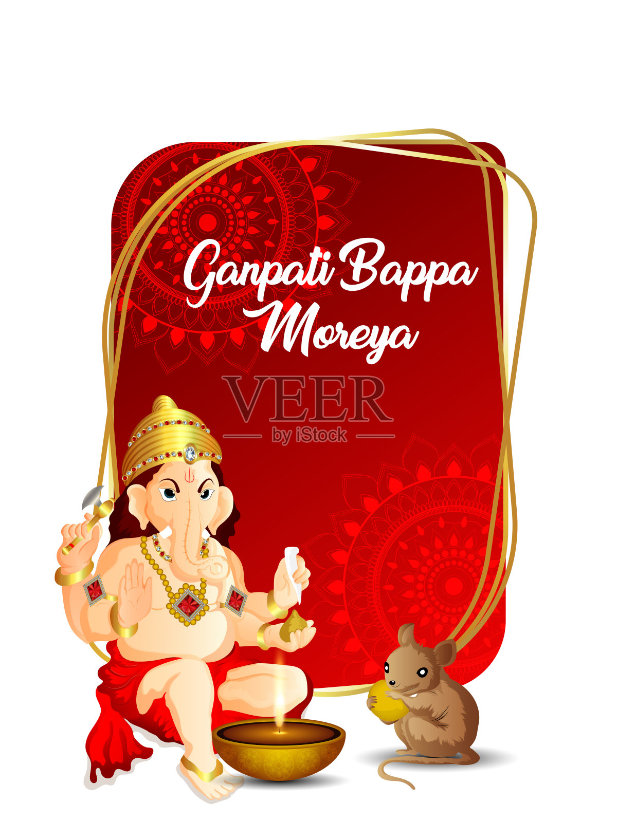 Ganpati bappa moreya庆典传单与主甘尼萨的矢量插图插画图片素材