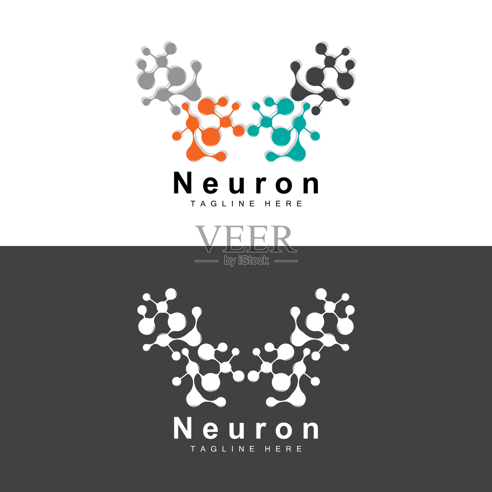 神经元标志设计矢量神经细胞插图分子DNA健康品牌插画图片素材