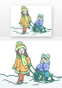 滑雪儿童手绘人物元素符号图片