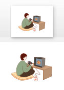 卡通在家打游戏人物元素符号图片