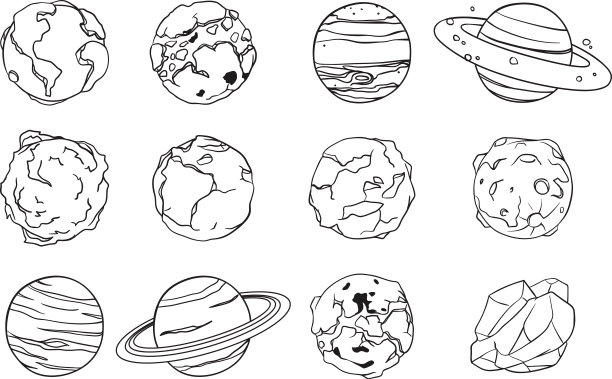 简笔画星球 八大行星图片
