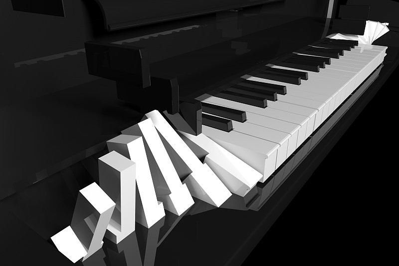 钢琴，一卷钢琴键图片下载