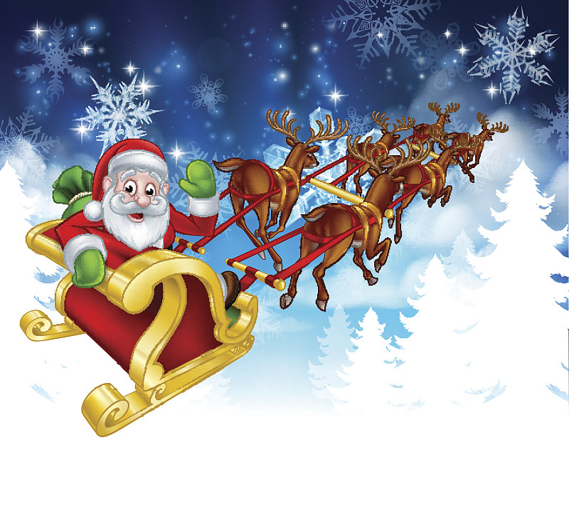 圣诞老人的雪橇圣诞背景图片素材