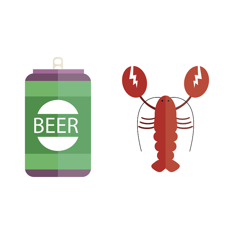 啤酒和龙虾矢量插图。图片下载