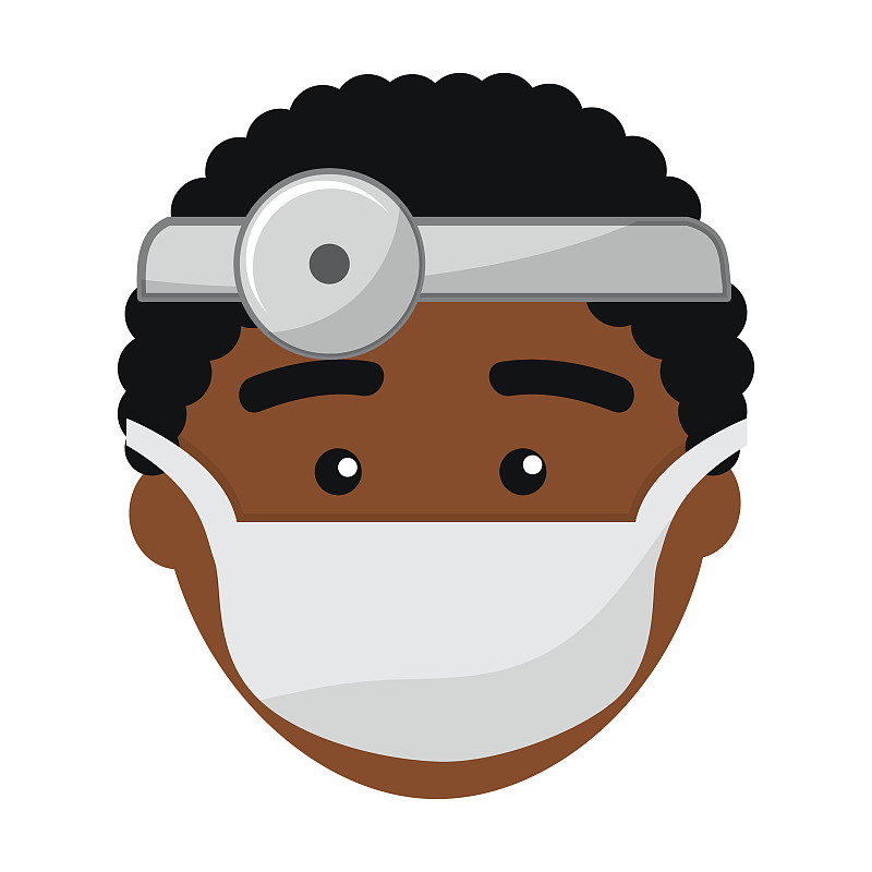 医生脸上带着医用口罩和反射器图片下载