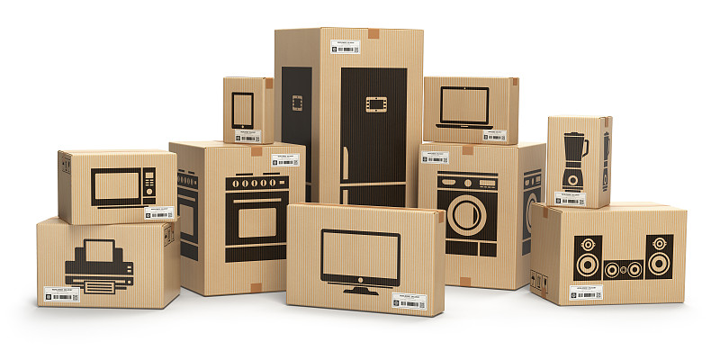 家用厨房电器和盒装家用电子产品图片下载